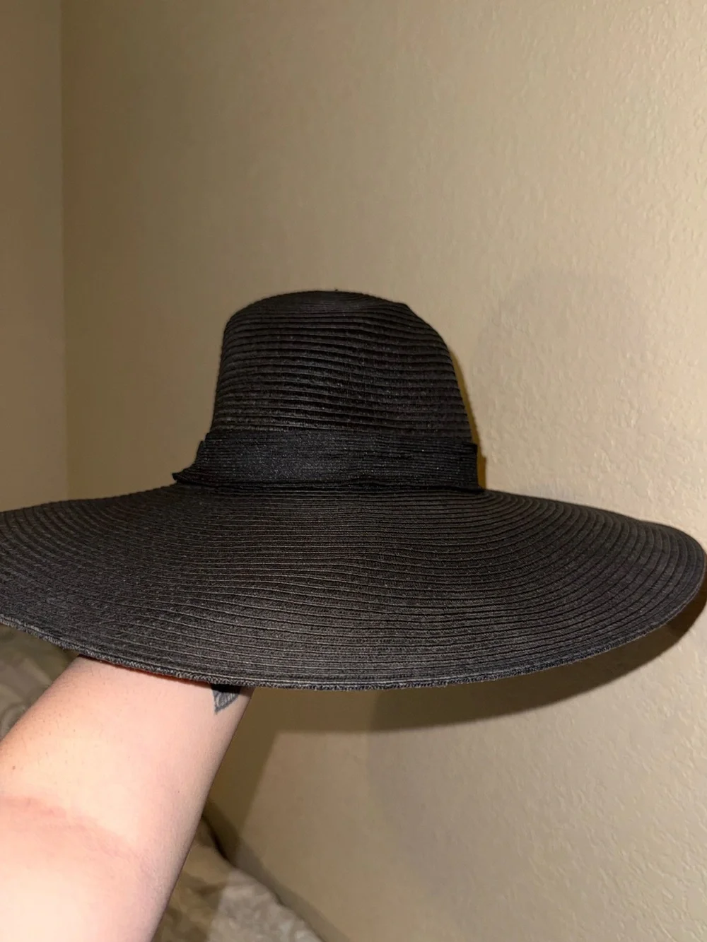 Wide Brim Black Sun Hat
